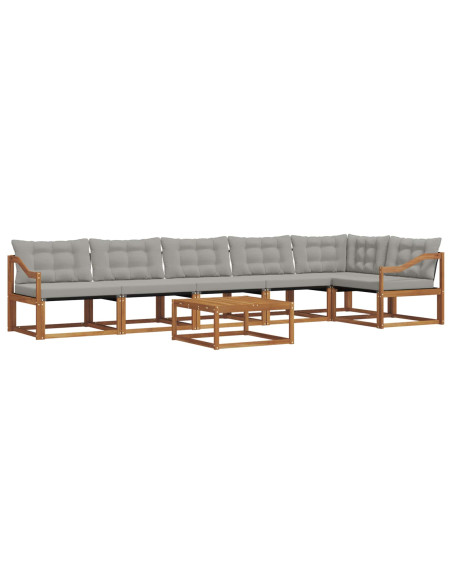 Set di divani con cuscino 7 pcs Grigio Naturale e Chiaro