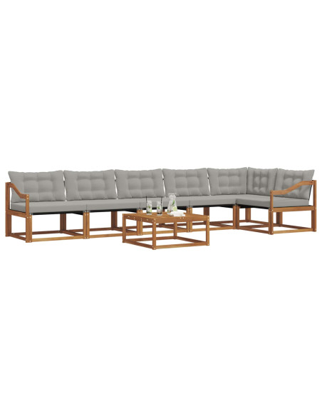 Set di divani con cuscino 7 pcs Grigio Naturale e Chiaro