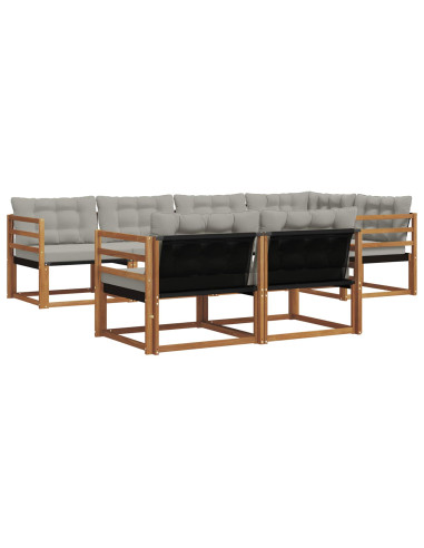 Set di divani con cuscino 7 pcs Grigio Naturale e Chiaro