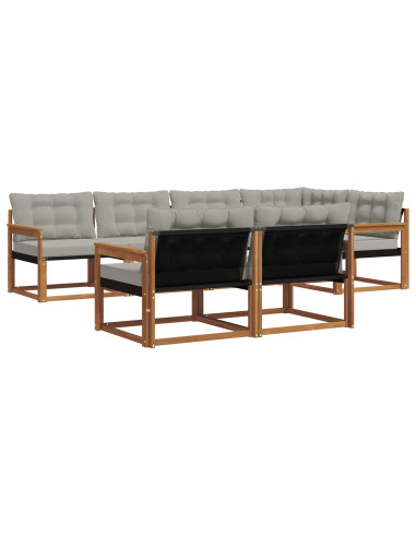 Set di divani con cuscino 7 pcs Grigio Naturale e Chiaro