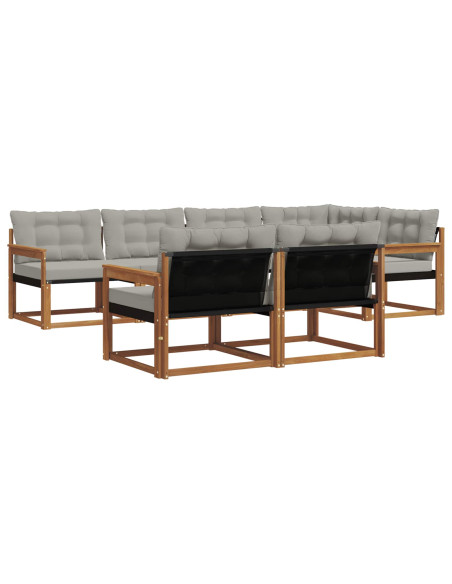 Set di divani con cuscino 7 pcs Grigio Naturale e Chiaro