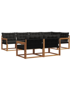 Set di divani con cuscino 7 pcs Naturale e Nero 2