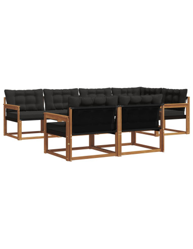 Set di divani con cuscino 7 pcs Naturale e Nero