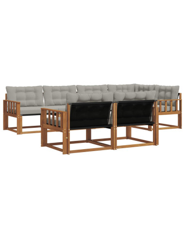 Set di divani con cuscino 7 pcs Grigio Naturale e Chiaro