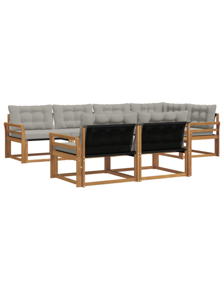 Set di divani con cuscino 7 pcs Grigio Naturale e Chiaro