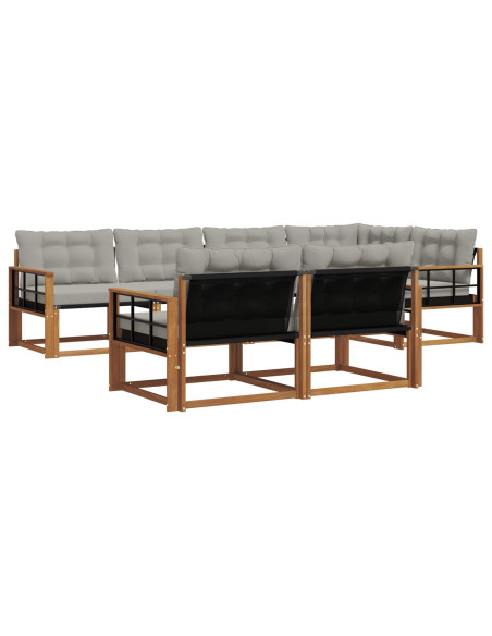 Set di divani con cuscino 7 pcs Grigio Naturale e Chiaro