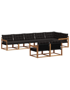 Set di divani con cuscino 8 pcs Naturale e Nero 2