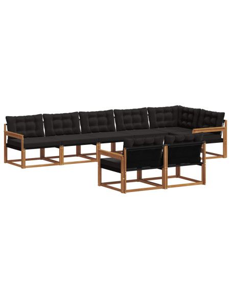 Set di divani con cuscino 8 pcs Naturale e Nero