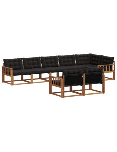 Set di divani con cuscino 8 pcs Naturale e Nero 2
