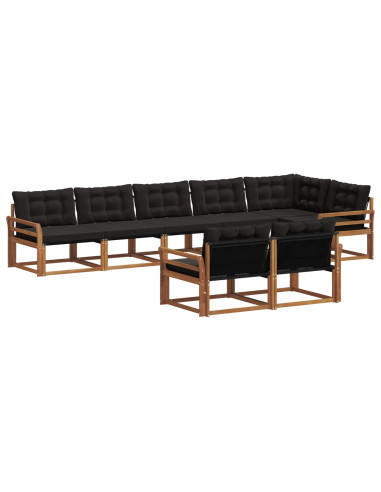 Set di divani con cuscino 8 pcs Naturale e Nero