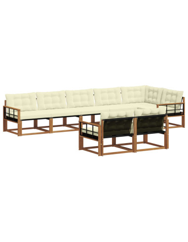 Set di divani con cuscino 8 pcs Naturale e Crema