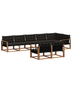 Set di divani con cuscino 8 pcs Naturale e Nero 2