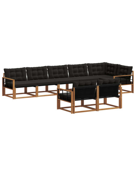 Set di divani con cuscino 8 pcs Naturale e Nero