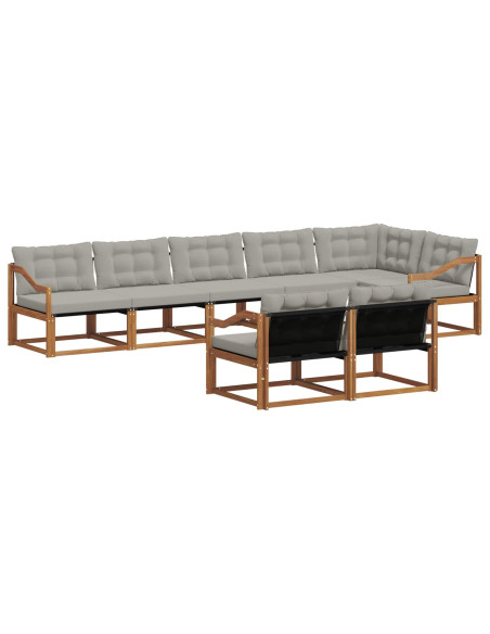 Set di divani con cuscino 8 pcs Grigio Naturale e Chiaro