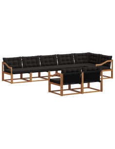 Set di divani con cuscino 8 pcs Naturale e Nero 2
