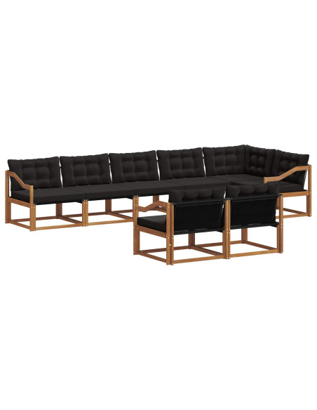 Set di divani con cuscino 8 pcs Naturale e Nero