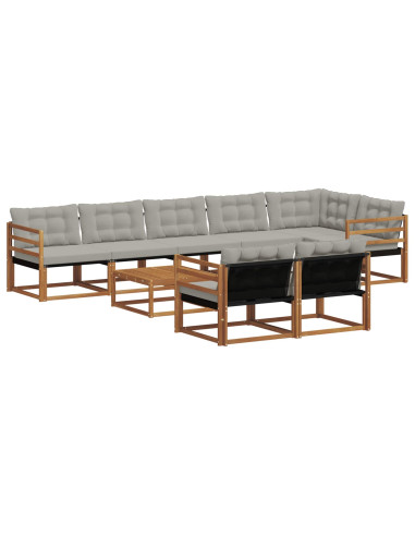 Set di divani con cuscino 9 pcs Grigio Naturale e Chiaro