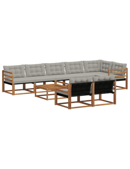 Set di divani con cuscino 9 pcs Grigio Naturale e Chiaro