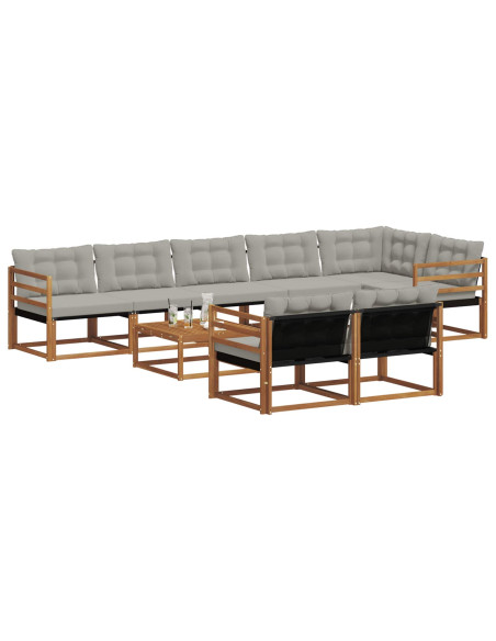 Set di divani con cuscino 9 pcs Grigio Naturale e Chiaro