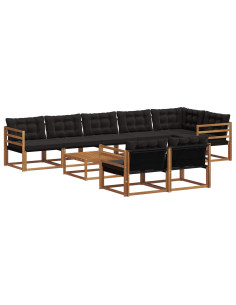 Set di divani con cuscino 9 pcs Naturale e Nero 2