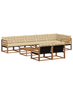 Set di divani con cuscino 9 pcs Naturale e Beige 2