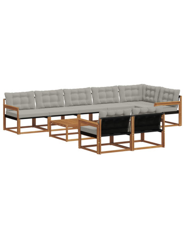 Set di divani con cuscino 9 pcs Grigio Naturale e Chiaro
