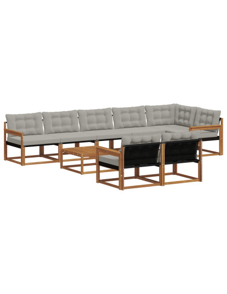 Set di divani con cuscino 9 pcs Grigio Naturale e Chiaro