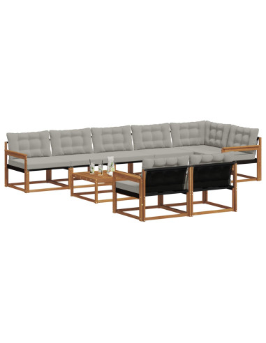 Set di divani con cuscino 9 pcs Grigio Naturale e Chiaro