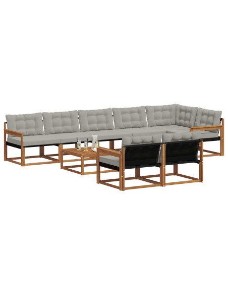 Set di divani con cuscino 9 pcs Grigio Naturale e Chiaro