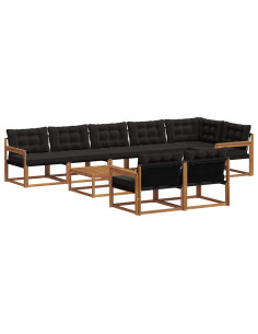 Set di divani con cuscino 9 pcs Naturale e Nero 2