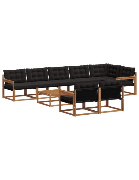 Set di divani con cuscino 9 pcs Naturale e Nero