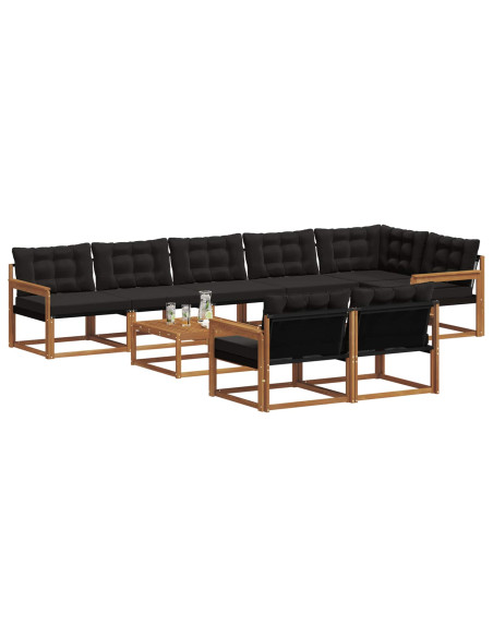 Set di divani con cuscino 9 pcs Naturale e Nero