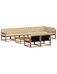 Set di divani con cuscino 9 pcs Naturale e Beige 2