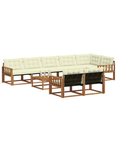 Set di divani con cuscino 9 pcs Naturale e Crema