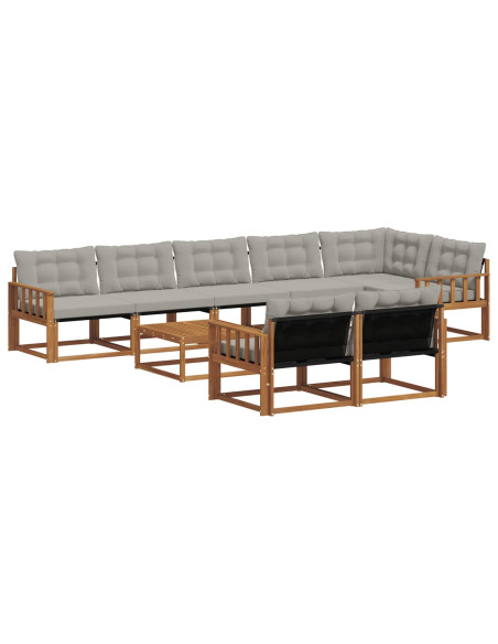 Set di divani con cuscino 9 pcs Grigio Naturale e Chiaro