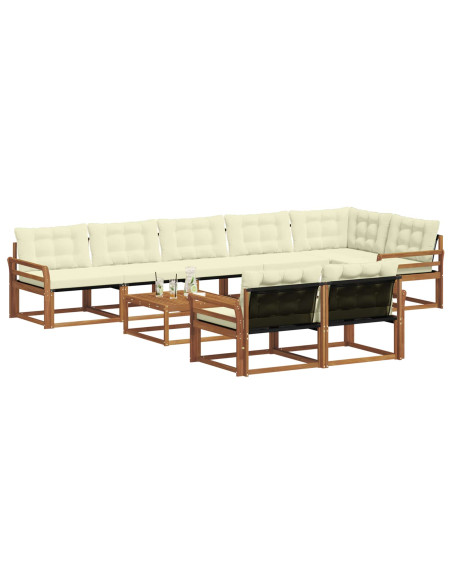 Set di divani con cuscino 9 pcs Naturale e Crema