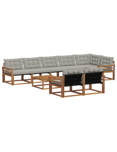 Set di divani con cuscino 9 pcs Grigio Naturale e Chiaro 2