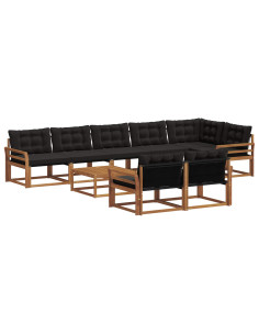 Set di divani con cuscino 9 pcs Naturale e Nero 2