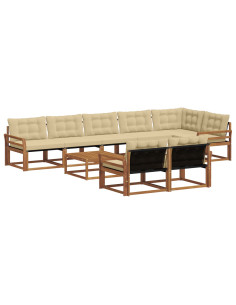 Set di divani con cuscino 9 pcs Naturale e Beige 2