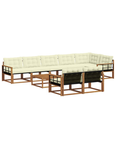 Set di divani con cuscino 9 pcs Naturale e Crema