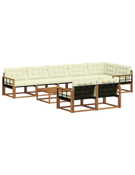 Set di divani con cuscino 9 pcs Naturale e Crema
