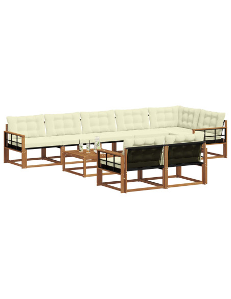 Set di divani con cuscino 9 pcs Naturale e Crema