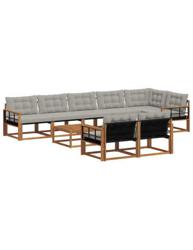 Set di divani con cuscino 9 pcs Grigio Naturale e Chiaro