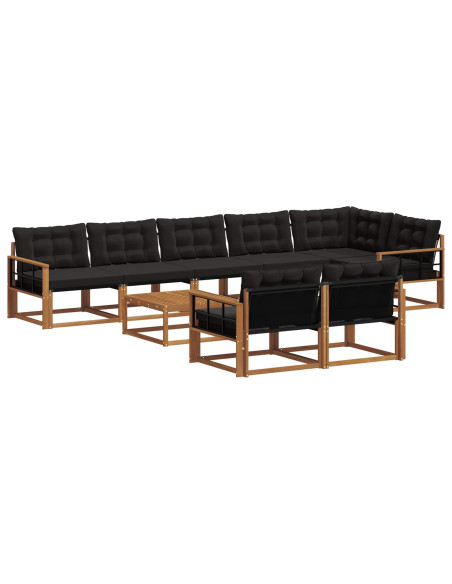 Set di divani con cuscino 9 pcs Naturale e Nero