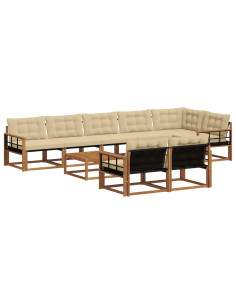 Set di divani con cuscino 9 pcs Naturale e Beige 2