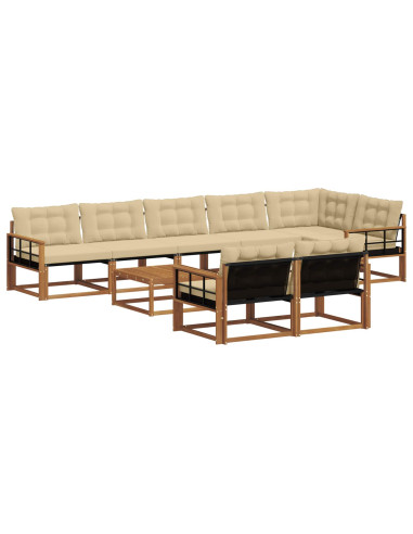 Set di divani con cuscino 9 pcs Naturale e Beige