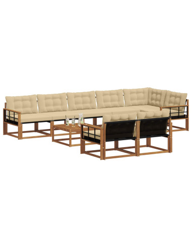 Set di divani con cuscino 9 pcs Naturale e Beige