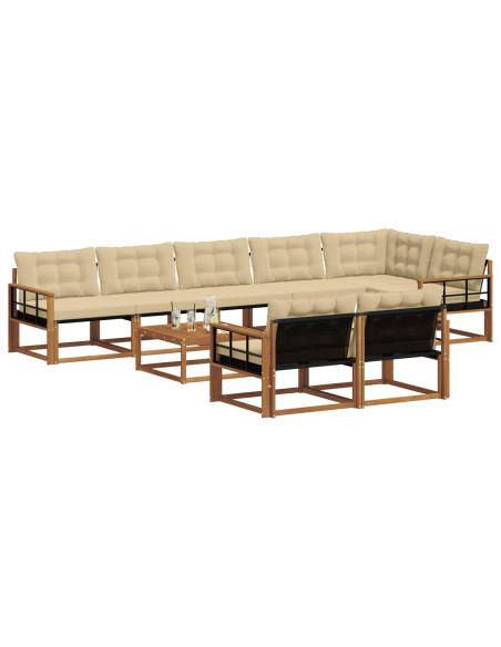Set di divani con cuscino 9 pcs Naturale e Beige
