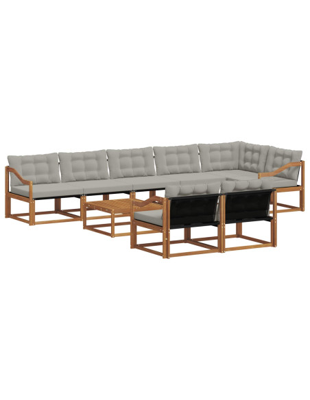 Set di divani con cuscino 9 pcs Grigio Naturale e Chiaro