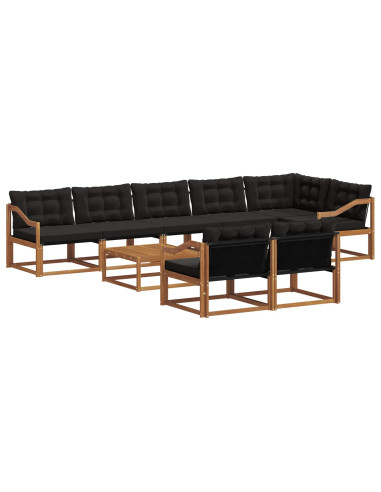 Set di divani con cuscino 9 pcs Naturale e Nero